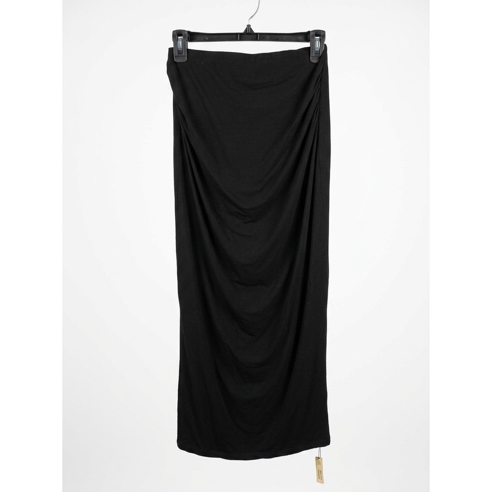 OGL Movement Ruched Midi Skirt Womens Size Small Black Draped Front NWT
